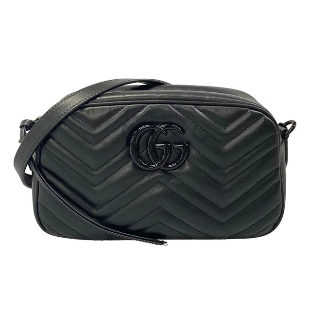 Gucci Shoulder Bag GG Marmont Black Leather in Black Leather from The Reluxe