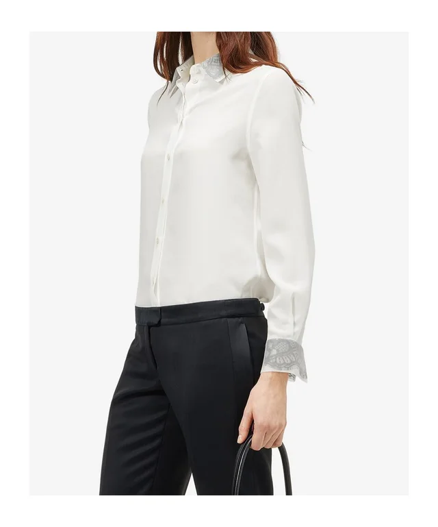 Alexander McQueen Women's Floral Lace Detail Shirt in Ivory, photo 2 of 4 from SENSER