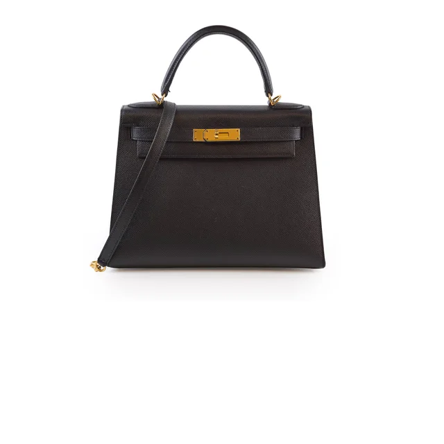 Hermès Kelly 28 Noir Epsom 2018 in Black Epsom leather from The Purse Affair