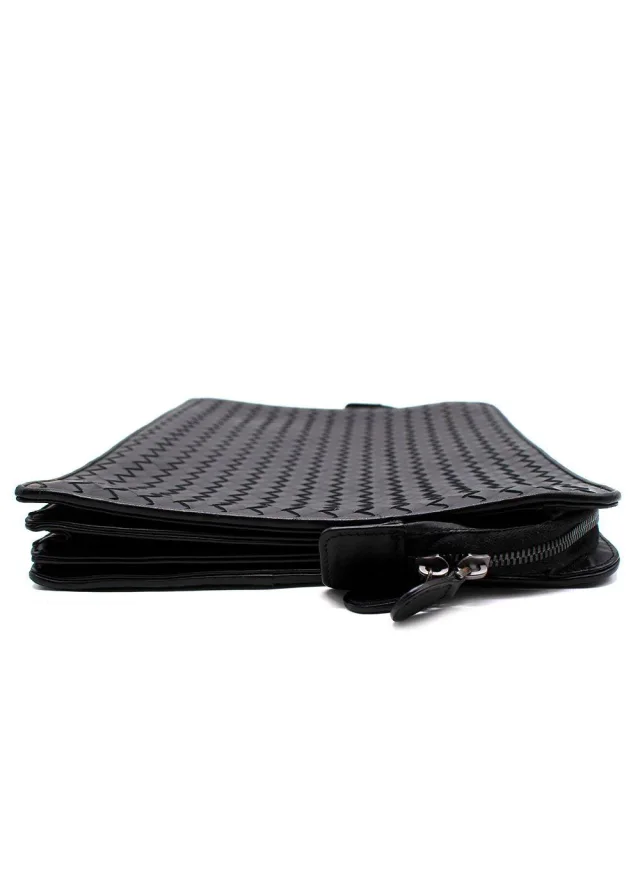 Bottega Veneta Black Large Pochette/document holder in Black Woven leather from HEWI, photo 7 of 10