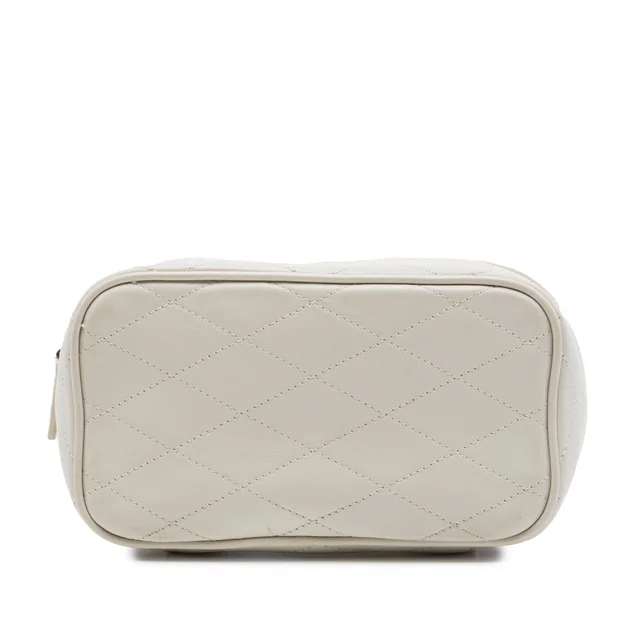 White Saint Laurent Mini Quilted Lambskin Gaby Vanity Bag Satchel in White Lambskin from Designer Revival, photo 2 of 2