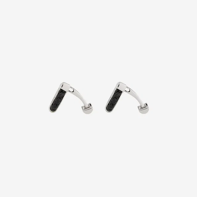Ferragamo Brass And Braided Leather Hook Cufflinks — Silver Accessory in Silver Leather from HEWI