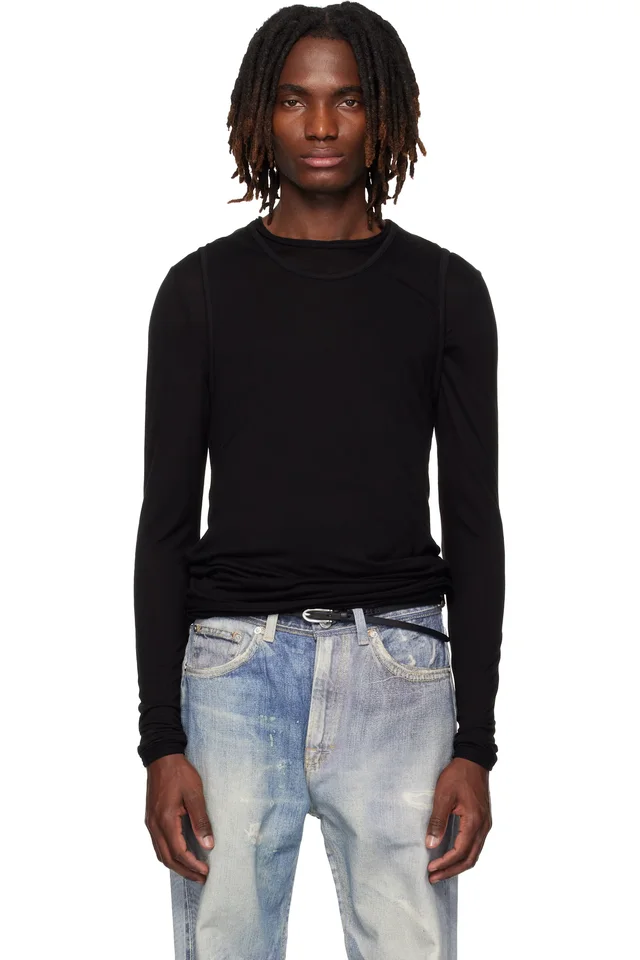 CARRER Black Doria Double Layer T-shirt Set, image 1 of 1 from SSENSE