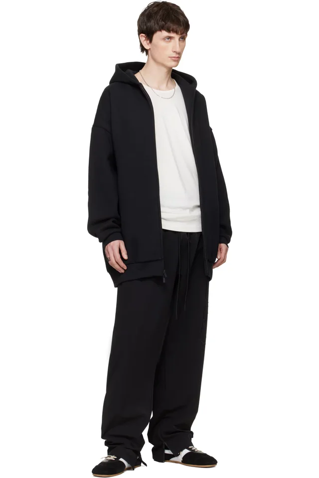 Fear of God ESSENTIALS Black 'Property' Lounge Long Zip Hoodie, photo 4 of 4 from SSENSE