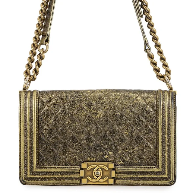 Chanel Chain Shoulder Bag Boy Small Quilted CC Logo Lambskin Black in Black Lambskin from The Reluxe