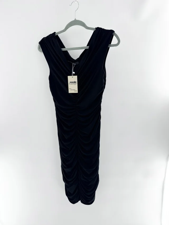 The Row Sleeveless Ruched V-Neck Bodycon Midi Dress Black Women's Size Large in black from Poshmark