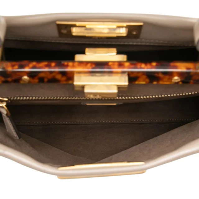 Brown Fendi Medium Leather Peekaboo Iconic Satchel in Brown Leather from Designer Revival, photo 2 of 2