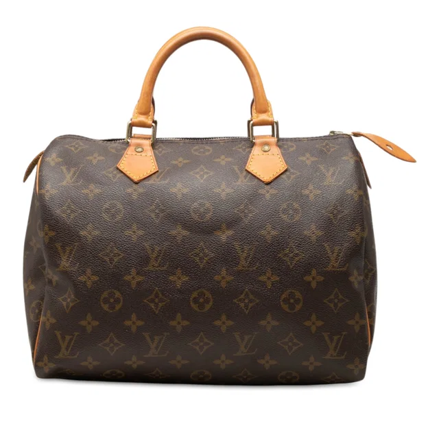 Brown Louis Vuitton Monogram Speedy 30 Boston Bag in Brown Coated canvas from Designer Revival