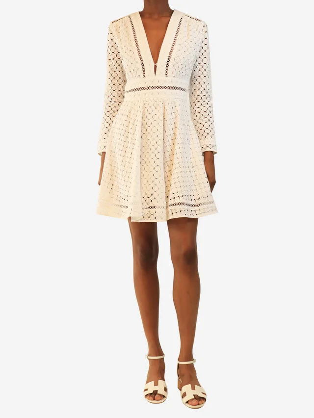 Zimmermann White broderie anglaise dress - size UK 8 in White from Sign of the Times