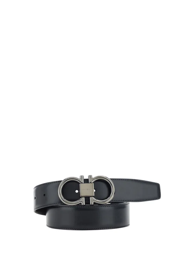 Ferragamo Belt — Black Calf Leather Bos Taurus in Black Calfskin from HEWI
