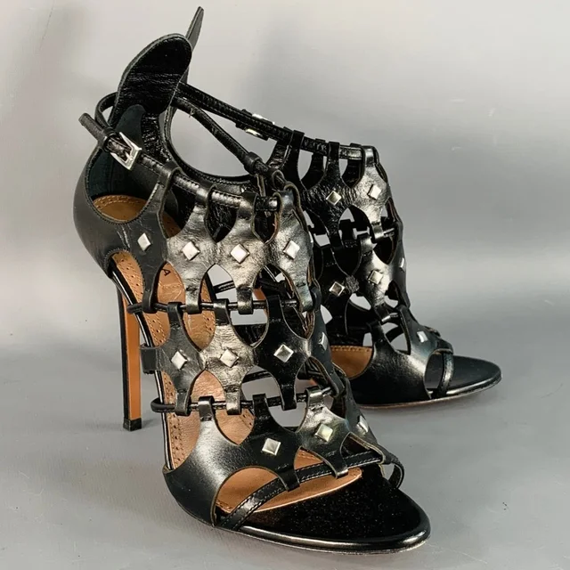 Alaïa Size 8.5 Black Leather Studded Stiletto Cage Pumps in black Leather from Poshmark