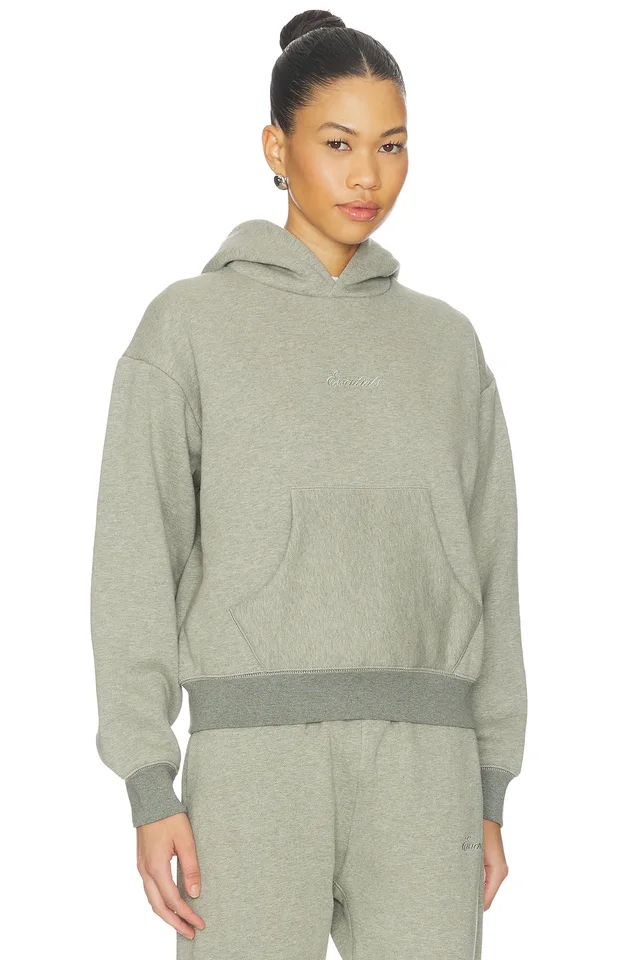 Fear of God ESSENTIALS Signature Classic Hoodie in Concrete Heather & Dark Concrete Heather, photo 2 of 5 from REVOLVE (Canada)