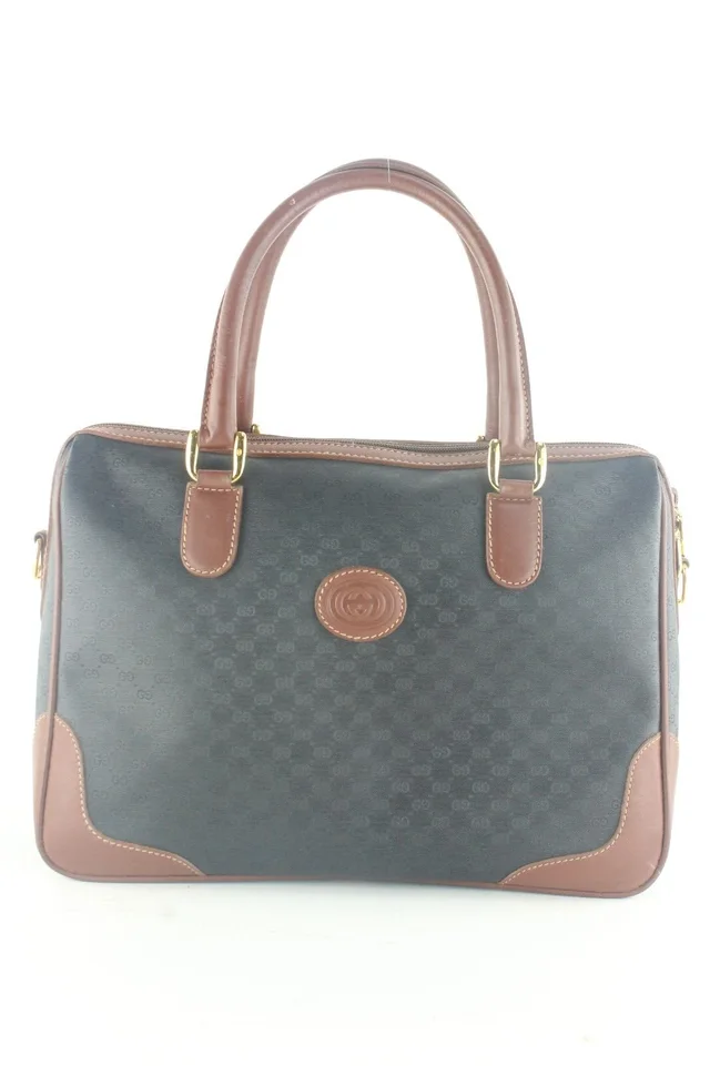 Gucci Rare Black x Brown 2way Square Boston in Black Leather from Bagriculture