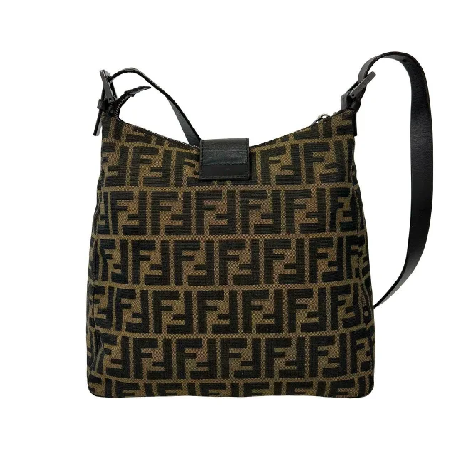 Fendi Zucca Canvas Leather Shoulder Bag in Brown Canvas from LuxUness, photo 3 of 10