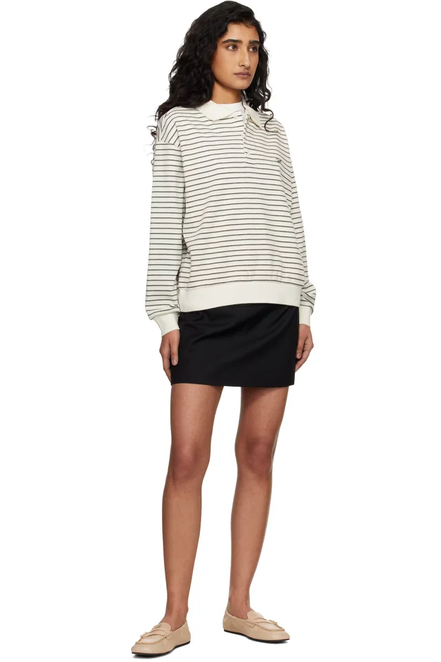 Dunst Off-White Striped Logo Collared Polo, photo 4 of 4 from SSENSE