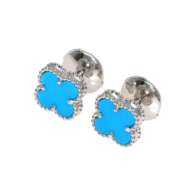 Van Cleef & Arpels Sweet Alhambra Turquoise Earrings 18K White Gold in White from The Reluxe