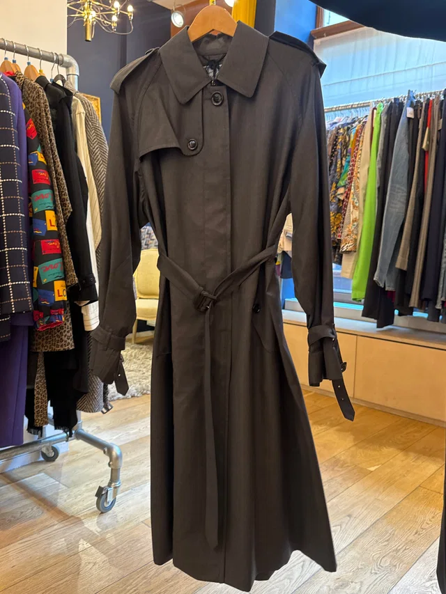 Prada Grey Wool Trench Coat in Grey Wool from Luxury Promise