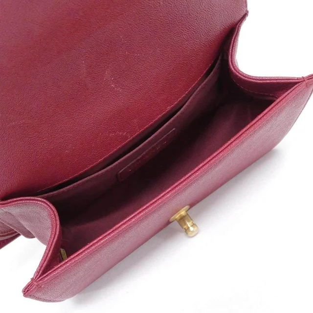 Boy Chanel Grained Calf Shoulder Bag in Maroon Calfskin from LuxUness, photo 8 of 9
