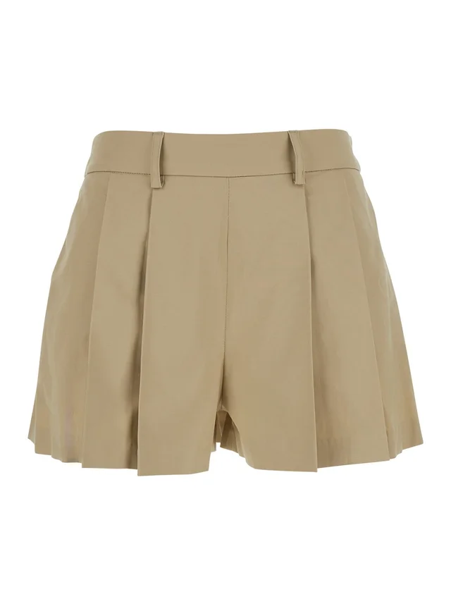 LEPLAIN beige Shorts with pleated design in Tech Fabric women in Beige, photo 2 of 6 from Gaudenzi Boutique