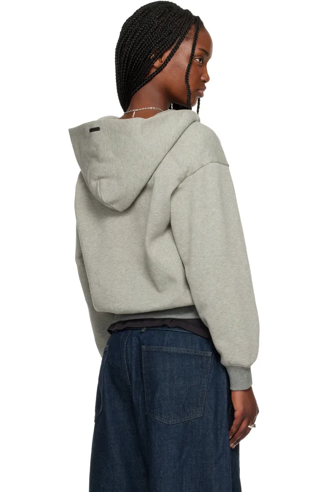 Fear of God ESSENTIALS Gray Signature Classic Half Zip Hoodie, photo 3 of 4 from SSENSE