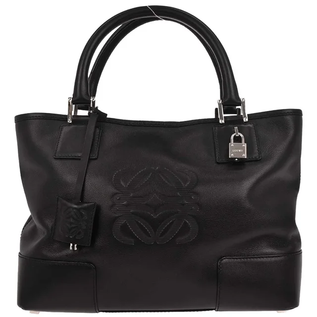 Loewe Black Leather Tote Handbag in Black Leather from AMORE Vintage Tokyo