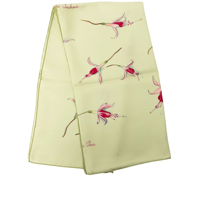 Green Hermès Fleurs de Fuchsia Silk Scarf 90 Scarves in Green Silk from Designer Revival