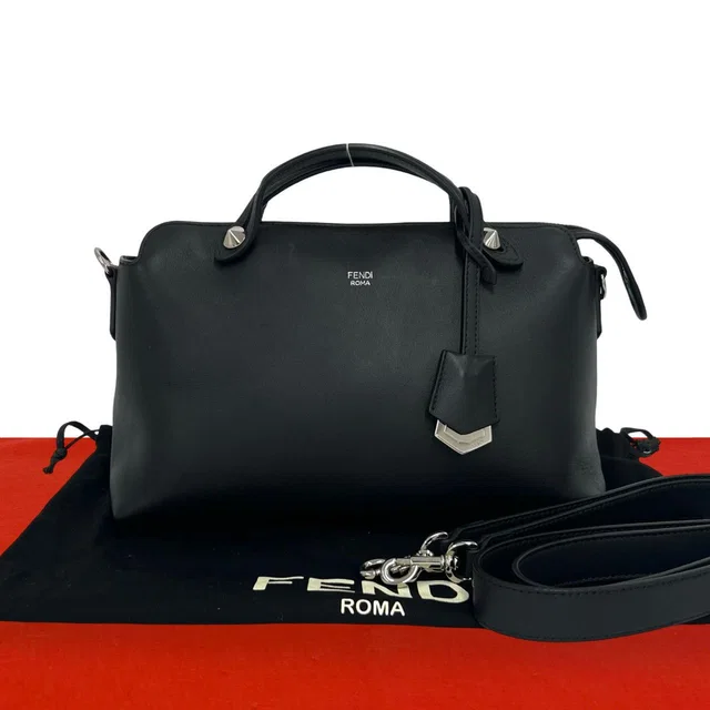 Fendi Visible Leather 2-Way Shoulder Bag Black in Black Leather from The Reluxe