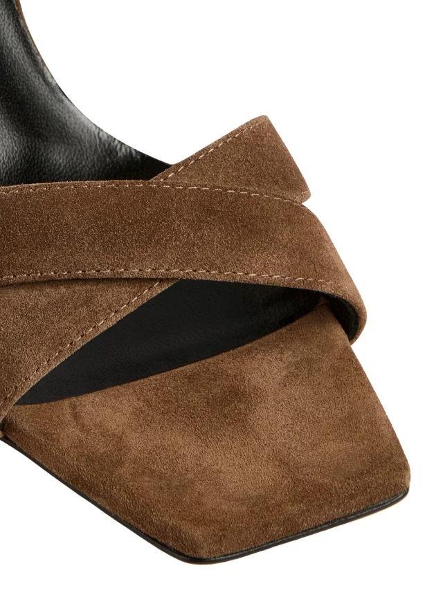 SEMICOUTURE Brown Suede 'Y6SZ40T57' Heeled Sandals with Square Toe in Brown 100% Suede, photo 7 of 7 from Gaudenzi Boutique