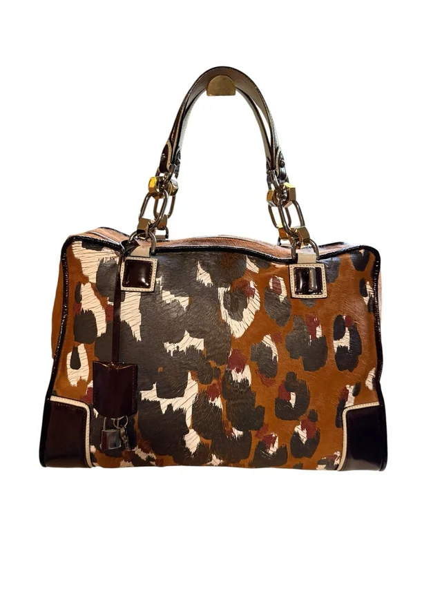 Loewe Amazona Archive Pony Calf Hair Leopard Print Satchel Burgundy Leather Bag in brown|red|neutral Leather from Poshmark