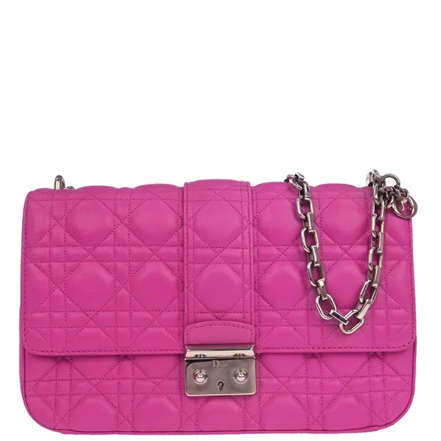 Pink Lambskin Cannage Miss Dior Shoulder Bag in Pink Lambskin from AMORE Vintage Tokyo