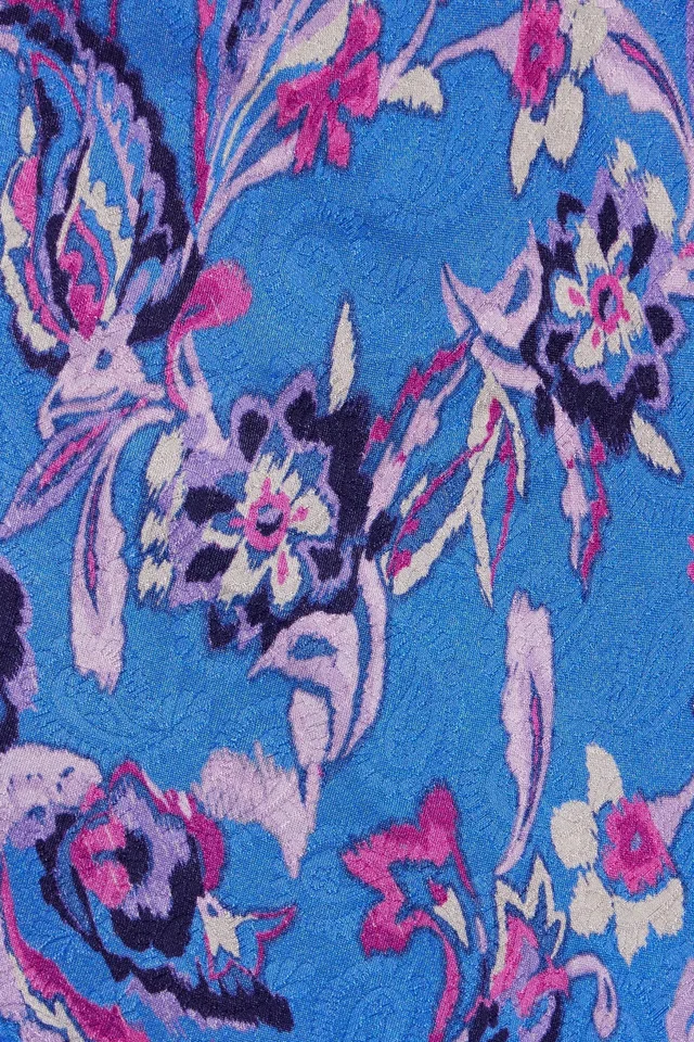 Isabel Marant Paysa Draped Floral-Print Jacquard Midi Dress in Blue, photo 4 of 4 from THE OUTNET
