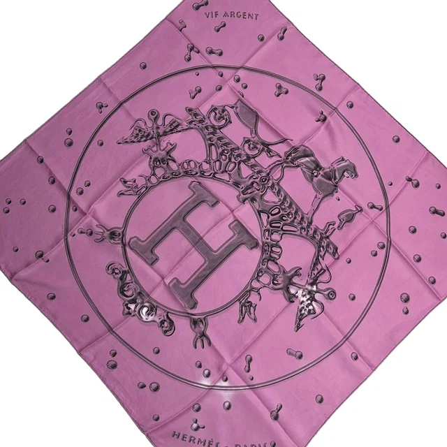 Hermès Scarf Carre 90 Pink Vif Argent Silk in Pink Silk from The Reluxe