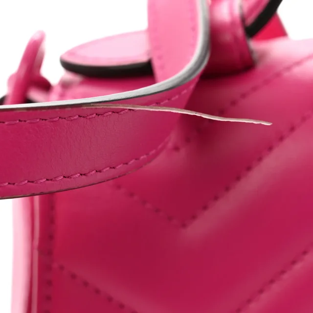 Gucci Matelasse Monochrome Mini GG Marmont Top Handle Shoulder Bag Classic Fuxia in Calfskin from FASHIONPHILE, photo 11 of 13