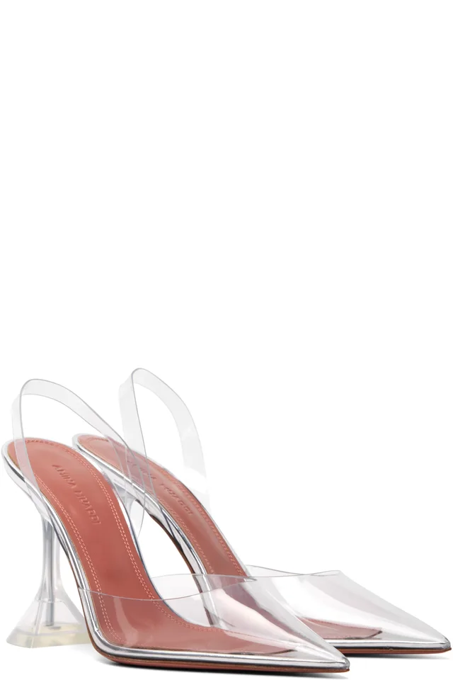 Amina Muaddi Transparent Holli Glass Sling 95 Heels, photo 4 of 5 from SSENSE