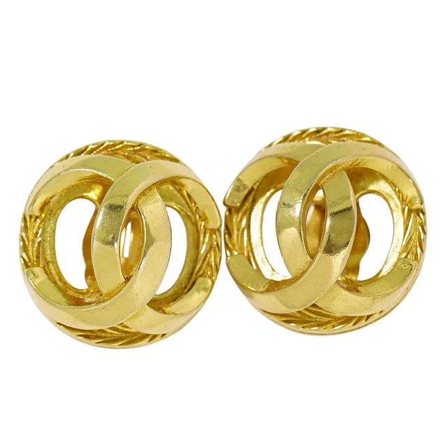 Chanel CC Logo Earrings Gold Plated in Gold from The Reluxe