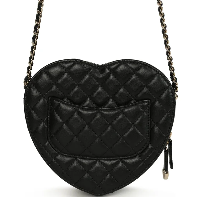 Chanel CC In Love Large Heart Bag in Black Lambskin from Madison Avenue Couture, photo 5 of 9