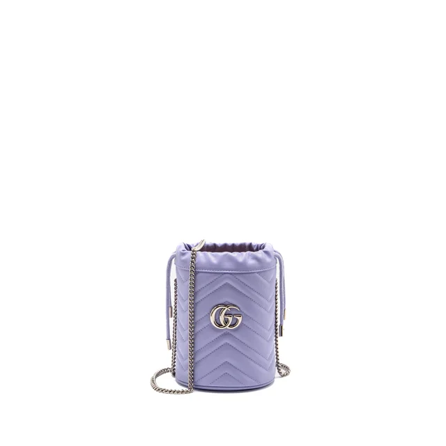 Gucci GG Marmont Bucket Bag Calfskin Light Purple SHW in Purple Calfskin from EMIER