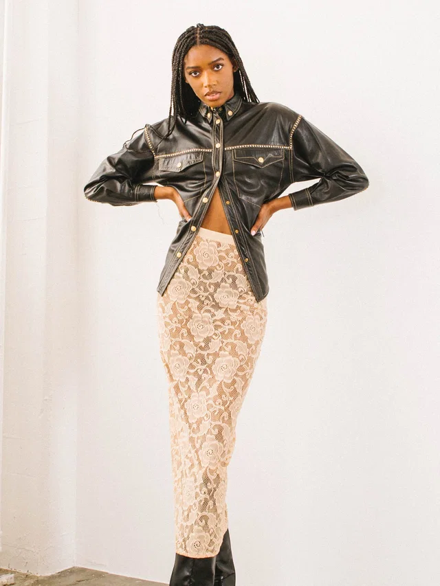 1992 Gianni Versace Western Studded Leather Shirt in Leather from Arcade Vintage