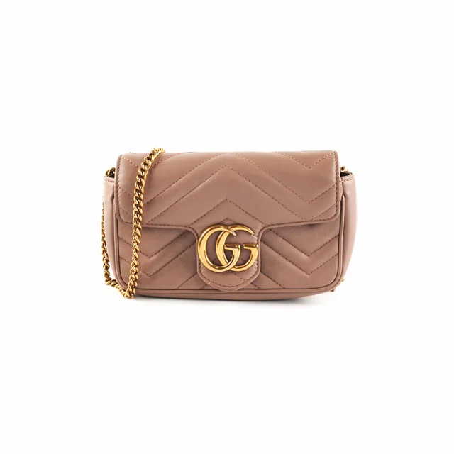 Gucci GG Supermini Marmont Matelasse Dusty Pink in Pink Calfskin from The Purse Affair