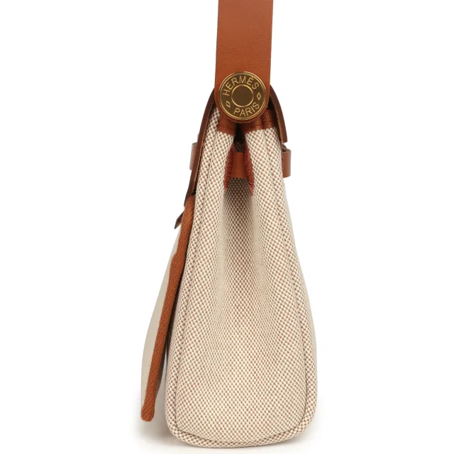 Hermès Herbag Zip 20 Mini Ecru and Beige Toile H Canvas and Fauve Vache Hunter Gold Hardware in Beige Canvas from Madison Avenue Couture, photo 3 of 11