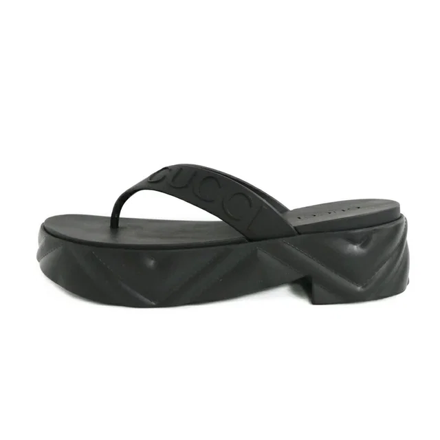 Gucci Thong Sandals Black Rubber Platform Shoes 36 in Black from The Reluxe