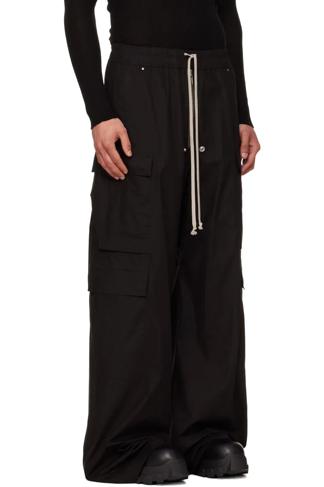 Rick Owens Black Cargobelas Cargo Pants, photo 2 of 4 from SSENSE
