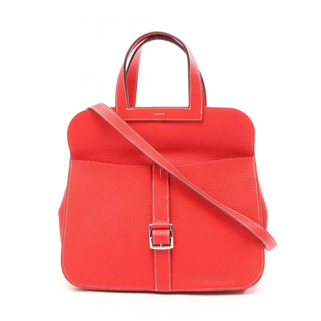 Hermès Halzan 31 2-Way Rouge Tomato Leather Shoulder Bag in Red Leather from The Reluxe