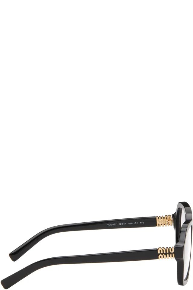 Miu Miu Eyewear Black Square Glasses, photo 2 of 4 from SSENSE