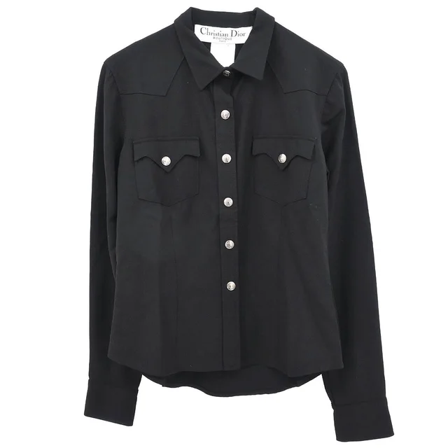 Dior 2003 Shirt Blouse Black #36 in Black Wool from AMORE Vintage Tokyo