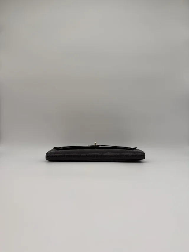 Hermès Kelly Cut Graphite Matt Porosus Permabrass Hardware in Grey Leather from Luxury Promise, photo 10 of 11