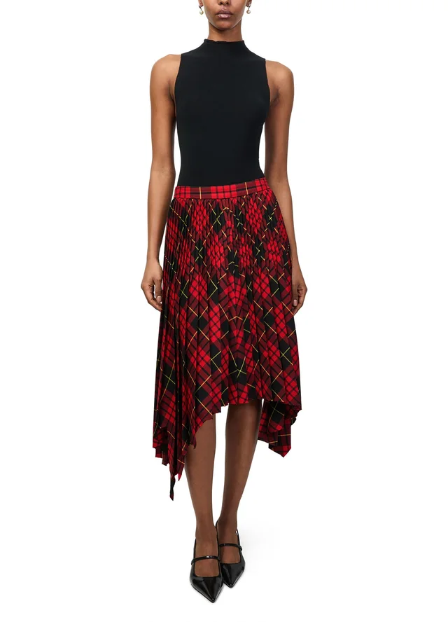 MCQUEEN Asymmetric midi skirt in Red 55% polyester, 45% wool, photo 2 of 6 from 24S (US)