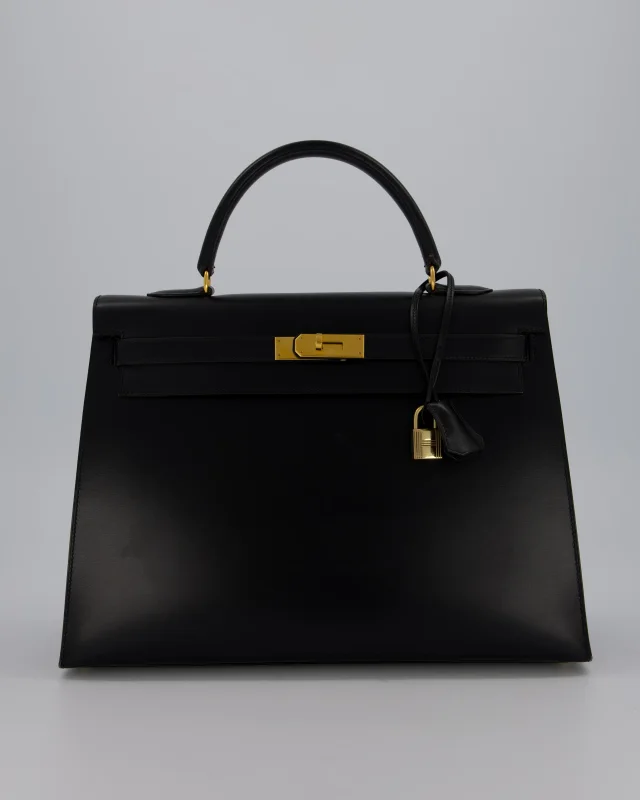 Hermès Vintage Kelly 35 Sellier Bag in Black Box leather from Sellier, photo 2 of 22