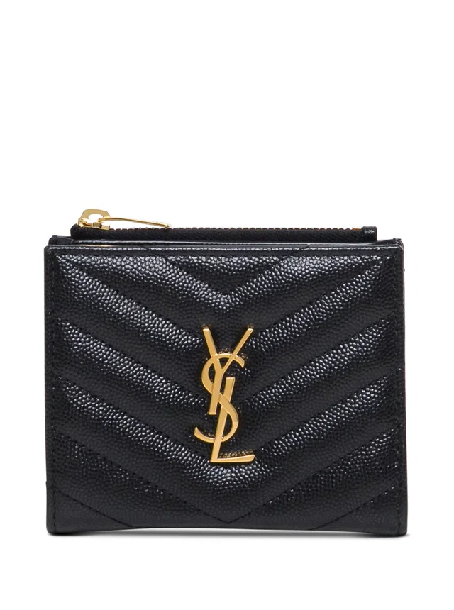 Saint Laurent Chevron Wallet — Black Calfskin in Black Calfskin from HEWI