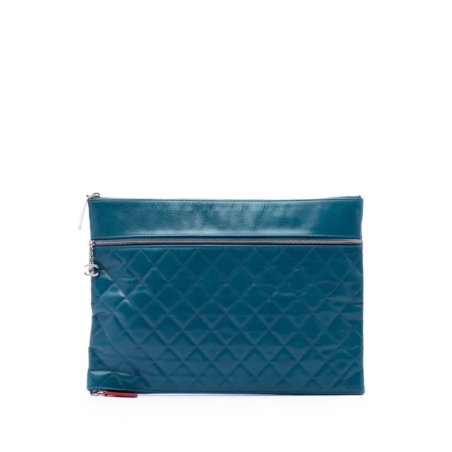 Blue Chanel CC Quilted Lambskin Multi Zip Clutch in Blue Lambskin from Designer Revival, photo 1 of 1